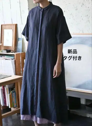 새상품 시삼 공방 정가 2만 2000엔 linen 타비슬OP 롱 원피스