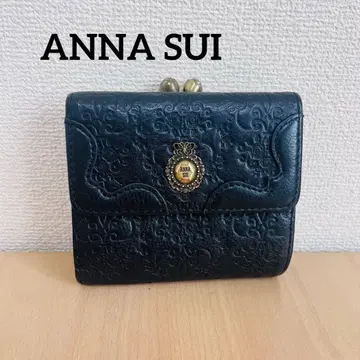 새상품급 ANNA SUI 안나수이 접이식 지갑 가마구치 블랙 엠보