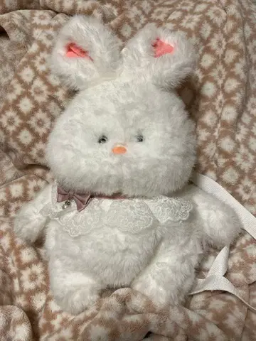 토끼 봉제 인형형 백팩 화이트