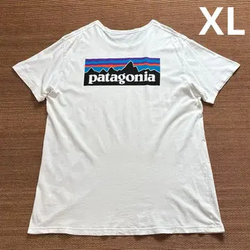 파타고니아 로고 T셔츠 XL 화이트 오가닉 코튼 백 프린트
