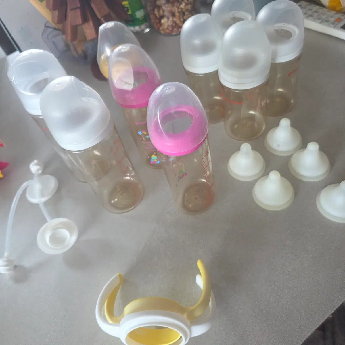 더블하트 젖병세트 (240ml, 330ml, 젖꼭지, 추빨대, 손잡이)