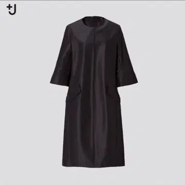 미사용 새상품 유니클로+J 실크 블렌드 원피스 오부소매 S 블랙 검정