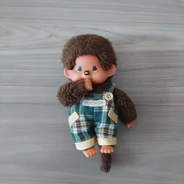 Monchhichi 봉제 인형 오버롤 체크 무늬