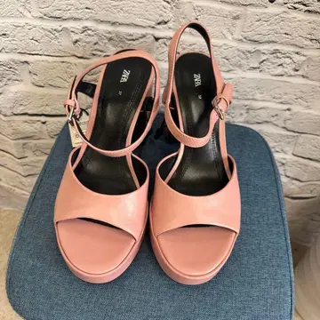 ZARA 핑크 통굽 샌들 37 (C-6) 24.0cm