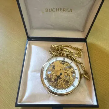 BUCHERER 스켈레톤 회중시계 수동 와인딩 골드 컬러