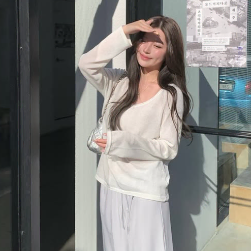[미개봉/택0]리브아워 linen v-neck knit 아이보리