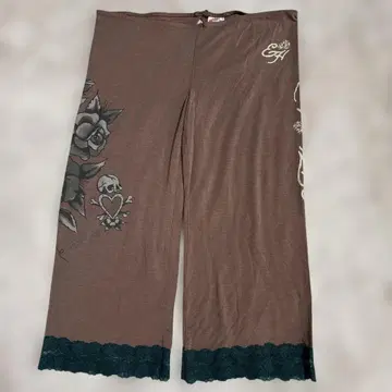 미사용 [ Ed Hardy ] 꽃무늬 스컬 프린트 팬츠 사이즈 PS
