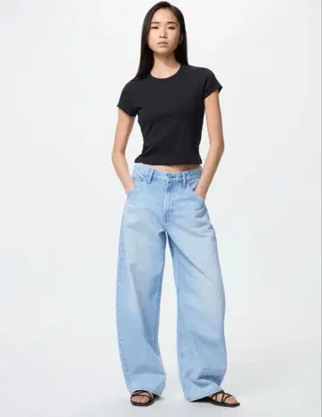[ 새상품급 ] UNIQLO 유니클로 배기 배럴 레그 진스 62BLUE 23