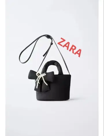 새상품 ZARA 리본 펄 숄더백 블랙