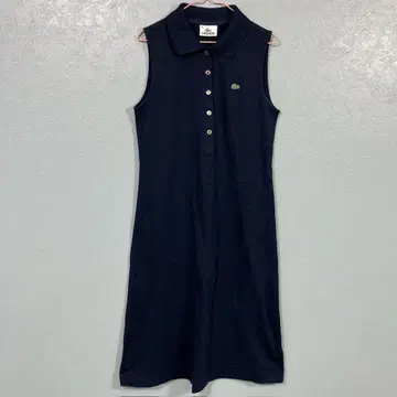 N393-5/04 LACOSTE 슬리브리스 폴로 원피스 네이비