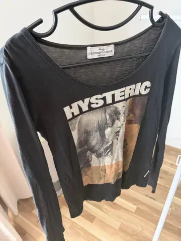 HYSTERIC GLAMOUR 포토 프린트 긴팔 티셔츠 블랙