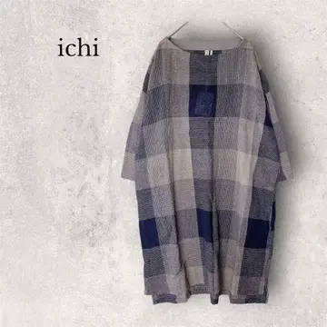 [ 새상품 ] ichi 이치 울100% 블록 체크 원피스 택 포함