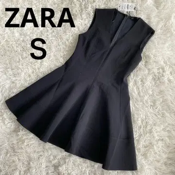 택 포함 새상품! ZARA 고뎃 원피스 V넥 점프 스커트 블랙 S