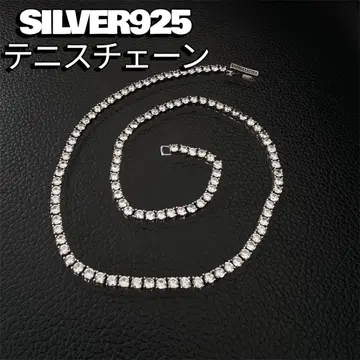 실버 925 SILVER 모이사나이트 테니스 체인 목걸이 40cm