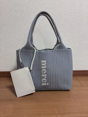 qbag paris merci 리브 니트 토트백 스모키 블루