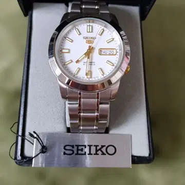 SEIKO 5 자동 와인딩 남성용 손목시계 화이트 다이얼