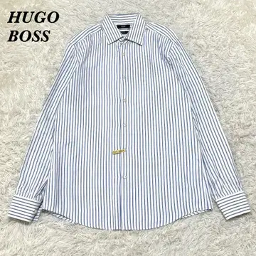 HUGO BOSS 긴팔 셔츠 39-15 1/2 블루 스트라이프