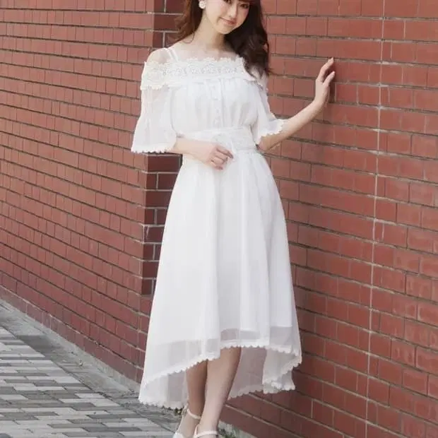 리즈리사 오프숄더 롱 원피스 화이트 빈티지 달천깔 로걀 히메갸루 고전 lizlisa 모리걸