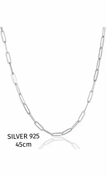 [ 새상품 미사용 ] 페이퍼 클립 체인 목걸이 45cm SILVER925