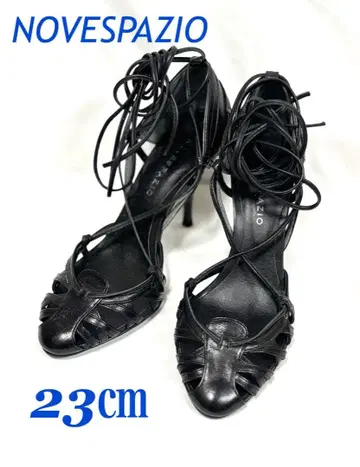 미사용 NOVESPAZIO 레이스업 펌프스 블랙 23cm