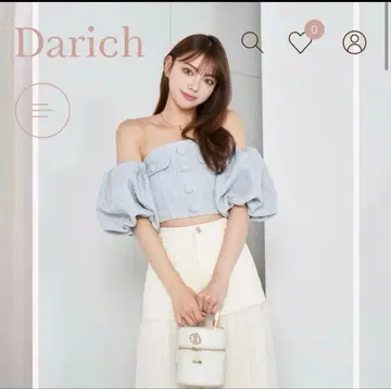Darich 퍼프 슬리브 오프숄더 트위드 상의