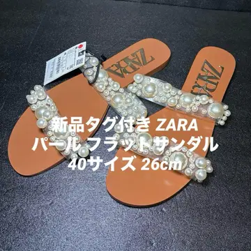 택 포함 새상품 ZARA 펄 플랫 샌들 40 사이즈 26cm
