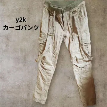 당일 발송 y2k 남성용 카고 팬츠 베이지 빈티지 팬츠