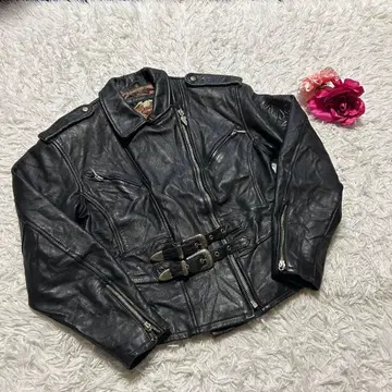 할리데이비슨 가죽 자켓 천연 가죽 90s 더블 벨트 로고