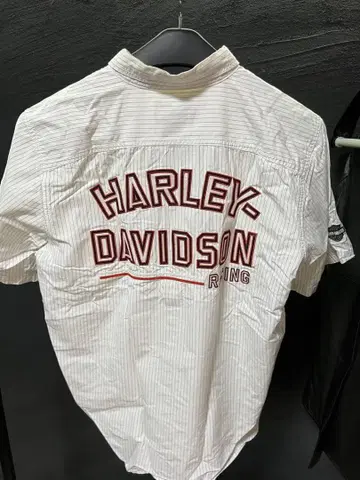 Harley-Davidson 반팔 워크 셔츠 스트라이프 패턴