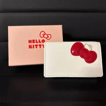 [ Hello Kitty ] 천연 가죽 3단 폴더형 지갑 화이트