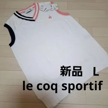택 포함 새상품 le coq sportif 베스트 백 프린트 자수 화이트