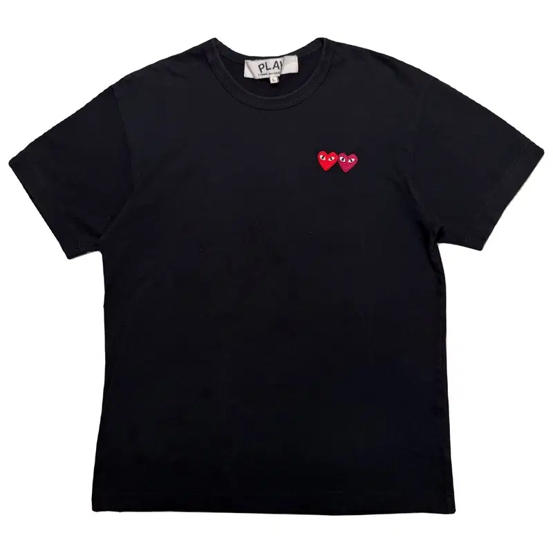 COMME DES GARCONS 더블 하트 반팔 티셔츠 블랙 L