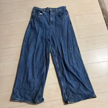 와이드 레그 데님 팬츠 인디고 블루