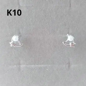 츠츠미 담수 펄 별 스타 초승달 문 귀걸이 K10 화이트 골드