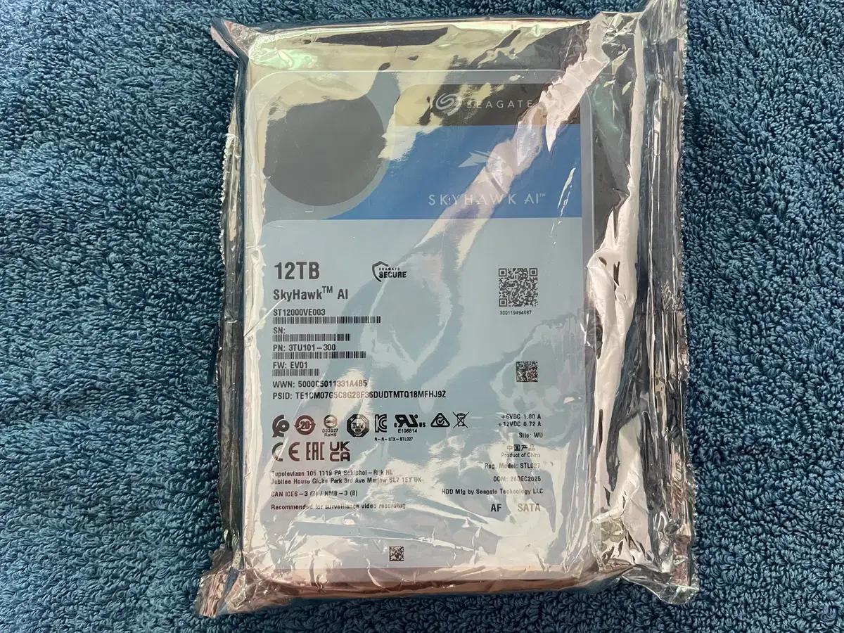 미개봉 새상품 / 씨게이트 하드디스크 스카이호크AI / 12TB / SATA (PC,NAS,CCTV) 650,000원