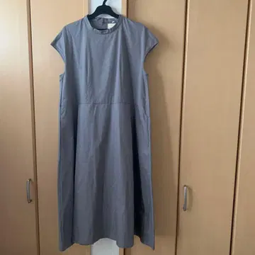 MUJI 무인양품 프렌치 슬리브 원피스 M 그레이 오가닉 코튼