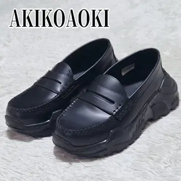 로퍼 여성용 통굽 블랙 AKIKO AOKI 아오키 가죽 신발