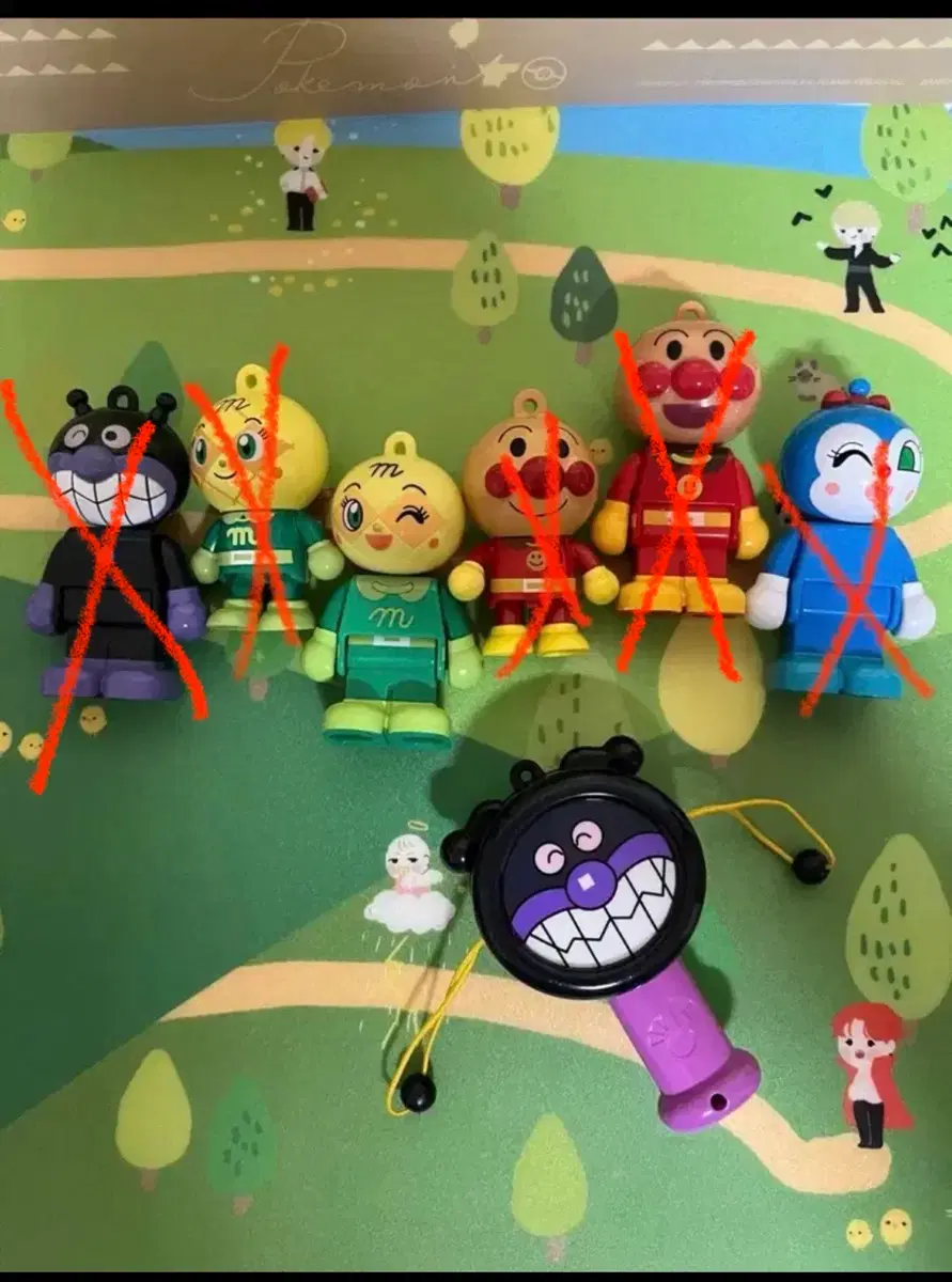 호빵맨 세균맨 짤랑이 딸랑이 버터누나 메론빵소녀 가챠 피규어 키링