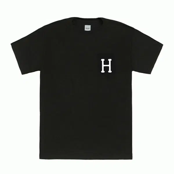 [새상품] 허프 티셔츠 S사이즈 CLASSIC H POCKET TEE-BLK (WHT print)