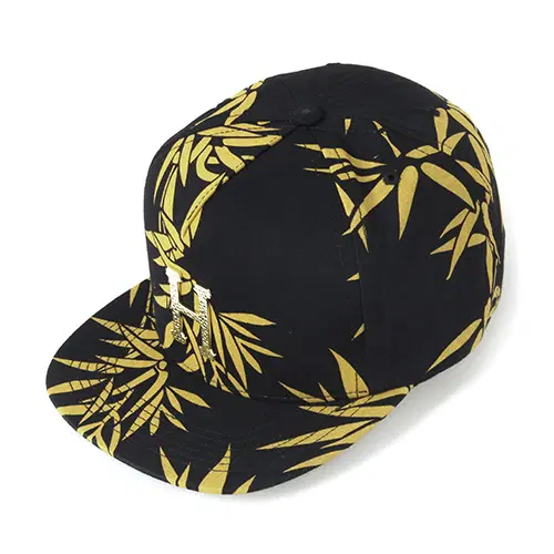 [새상품] 허프 모자 HAMMERED METAL H BAMBOO STRAPBACK-BLK