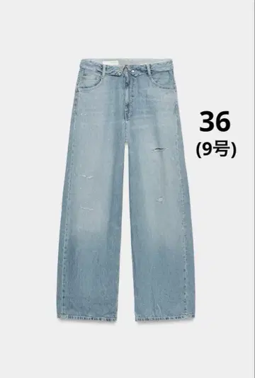 ZARA 자라 TRF 데미지 가공 미드 라이즈 접이식 허리 데님 팬츠