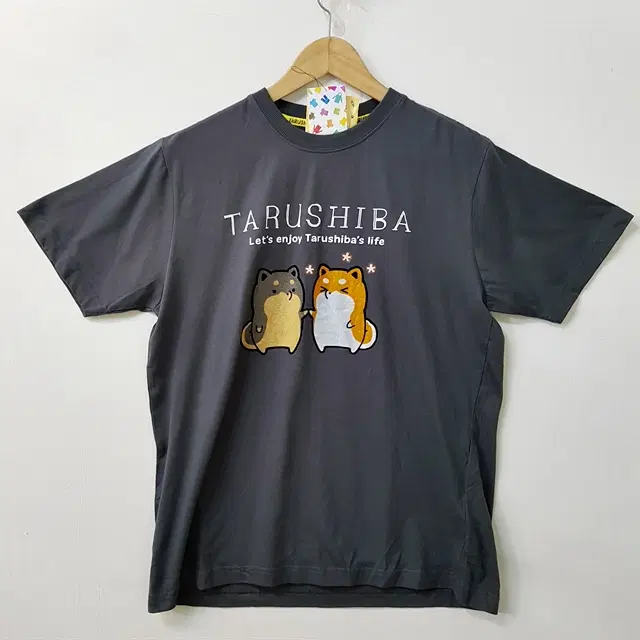 [새상품] TARUSHIBA 캐릭터 티셔츠 차콜