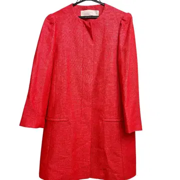 ZARA BASIC 레드 노카라 롱 코트