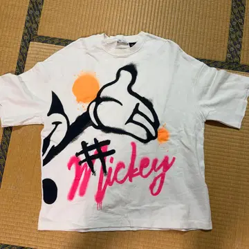 ZARA Disney Mickey 그래피티 티셔츠 화이트 L