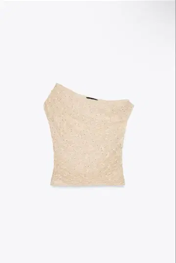 ZARA 드레이프 레이스 상의 큐빅 장식