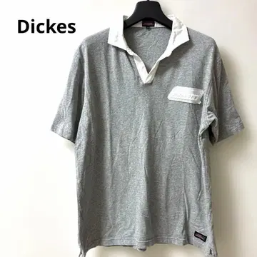 Dickies 피케 셔츠 그레이 화이트 옷깃 남성용 LL 사이즈