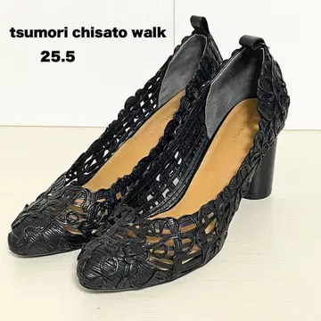 tsumori chisato walk 펌프스 블랙 천연 가죽 25.5