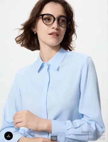 UNIQLO 레이온 블라우스/스트라이프 긴팔 라이트 블루