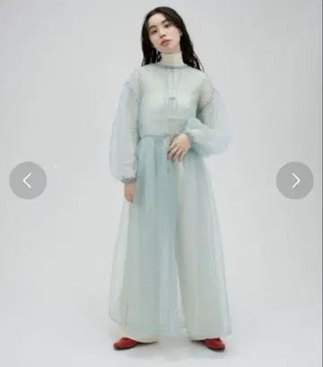 PERNA 오간자 레이어드 원피스 블루
