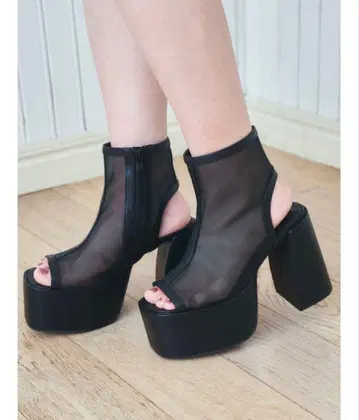 최종 가격 인하!! Mafmof 메쉬 통굽 샌들 부츠 블랙 L